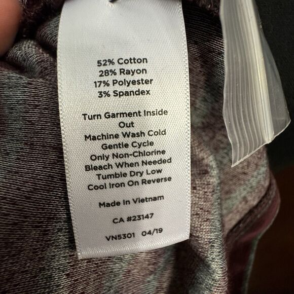 Talbots Top Large Petite Velvet Cowl Neck Blouse Burgundy Stripe Office Casual - Picture 7 of 7